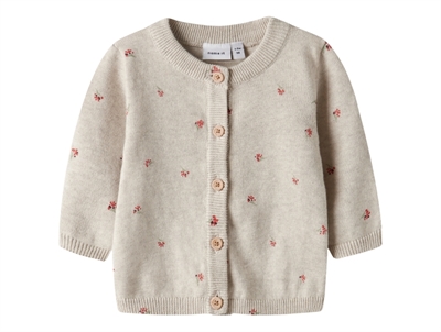 Name It cardigan i beige nuance peyote melange med små blomster