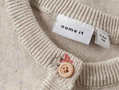 Name It cardigan i beige nuance peyote melange med ribkanter