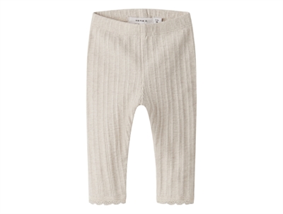 Name It leggings i beige nuance peyote melange med blondekant