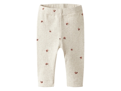 Name It leggings i beige nuance peyote melange med bærprint