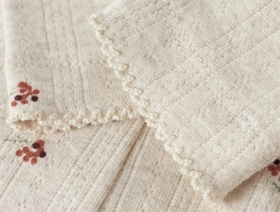 Name It leggings i beige nuance peyote melange med ribstruktur og blondekant