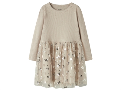 Name It kjole i cement med tylskørt og sløjfer