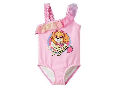 Name It badedragt i lyserød nuance med Paw Patrol Skye print og flæse