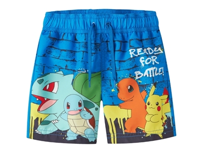 Name It Pokémon badeshorts blå med Pikachu og Charmander print