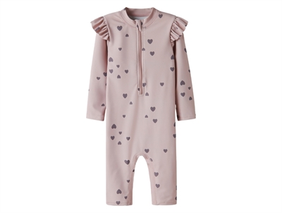 Name It uv badedragt i lilla nuance med hjerteprint og lynlaas