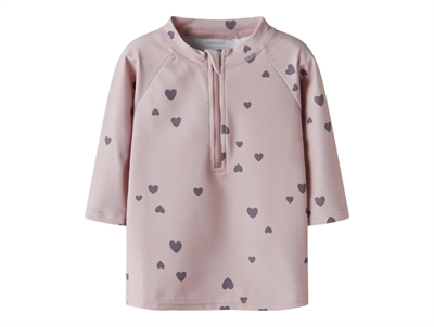 Name It uv badebluse i lilla nuance med hjerteprint og lynlås