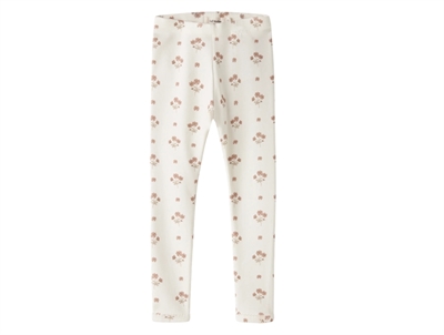 Lil' Atelier leggings i råhvid nuance med rosa blomsterprint