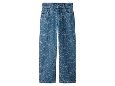 Name It jeans i blå denim med blomster jacquard
