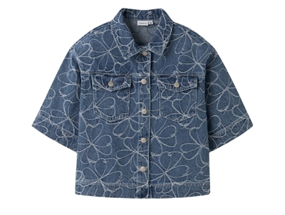 Name It denimskjorte i blå nuance med blomster jacquard