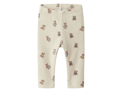 Name It leggings i beige nuance med bamseprint