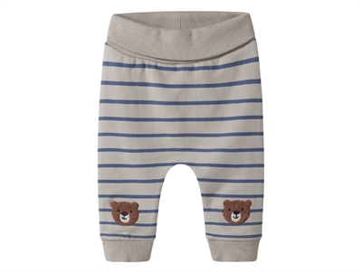 Name It stribede sweatpants i beige nuance med bamsebroderi