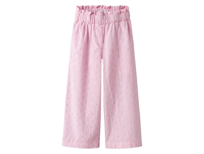 Name It bukser i lyserød nuance med blomsterbroderi