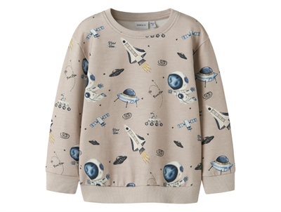Name It sweatshirt i beige nuance med rum og astronaut print