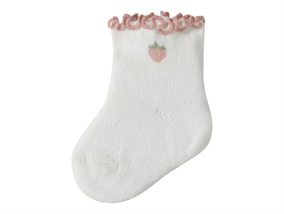 Lil' Atelier stromper i rahvid nuance med jordbaer motiv