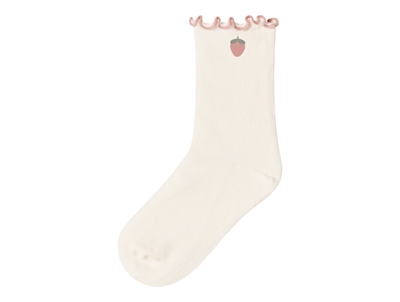 Lil' Atelier stromper i rahvid nuance med jordbaer og boelgekant
