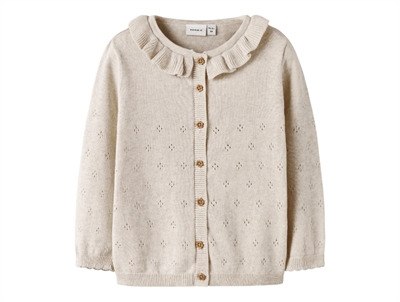 Name It cardigan i råhvid nuance med flæsekrave