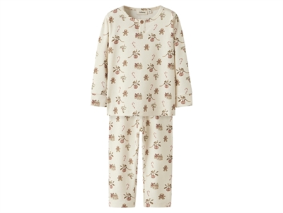 Lil' Atelier pyjamas i turtledove med juleprint og knapper