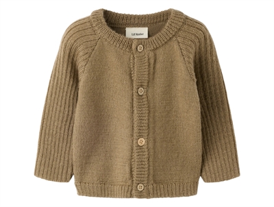Lil' Atelier merinould strikcardigan i lysebrun nuance