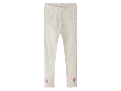 Name It leggings i råhvid nuance med blomsterbroderi