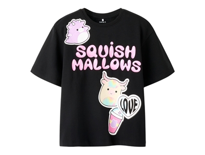 Name It t-shirt sort med Squishmallows motiv foran