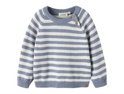 Lil' Atelier striktrøje i råhvid og blå striber