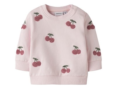 Name It sweatshirt i lyserød nuance med kirsebærbroderi