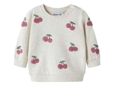 Name It sweatshirt i beige nuance med kirsebærbroderi