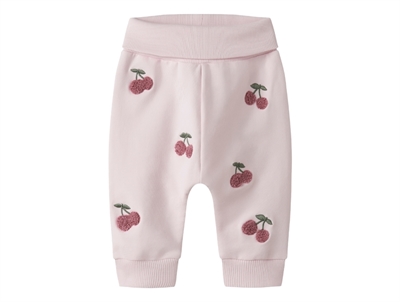 Name It sweatpants i lyserød nuance med kirsebærbroderi