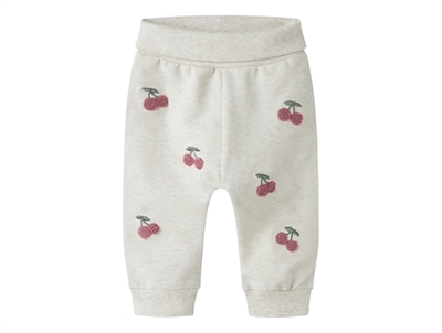 Name It sweatpants i beige nuance med kirsebærbroderi