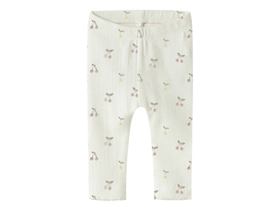 Name It leggings i råhvid nuance med kirsebærprint