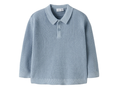 Name It striktrøje blue fog med knapper og krave