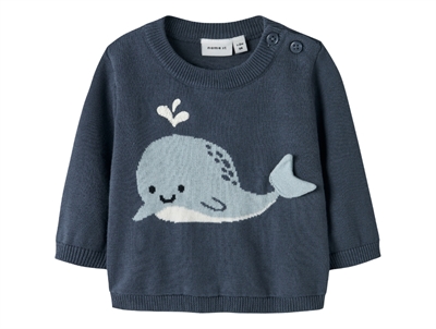 Name It striktrøje i blå nuance med hvalmotiv