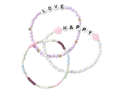 Name It armbånd i lilla nuance med perler og bogstaver