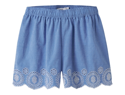 Name It shorts blå med broderie anglaise kant