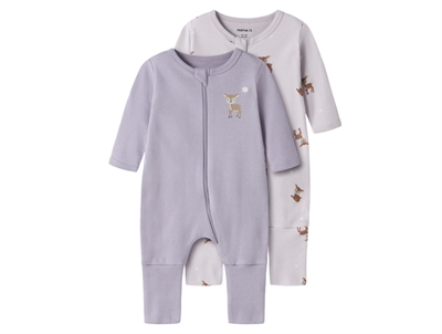 Name It natdragt lilac marble med rådyrprint 2-pak