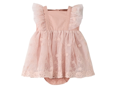 Lil\' Atelier bodykjole i lyserod nuance med tylbroderi set forfra