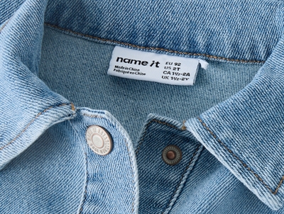 Name It kjole i lys blå denim med krave og trykknapper detalje