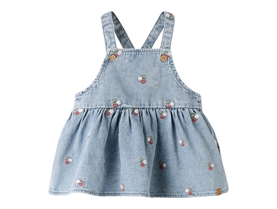 Lil Atelier denim kjole i blå nuance med broderi forfra