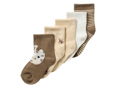 Name It sokker i beige nuance summer sand 5-pack med dyremotiver