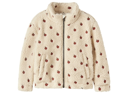 Lil\' Atelier fleecejakke turtledove apples med æblebroderi