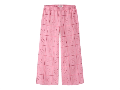 Name It bukser i pink drink med hulmønster forfra