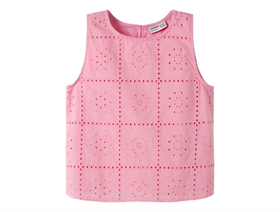 Name It top i pink drink med hulmønster forfra