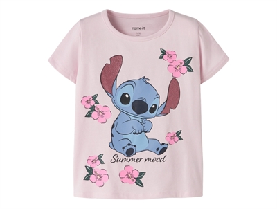 Name It t-shirt i lyserød nuance med Stitch print forfra