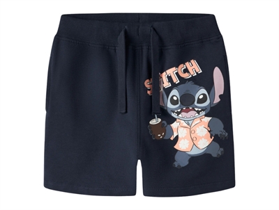 Name It shorts i mørkeblå med Stitch print foran