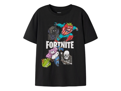 Name It t-shirt i black med Fortnite print set forfra