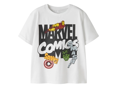 Name It t-shirt i bright white med Marvel print forfra