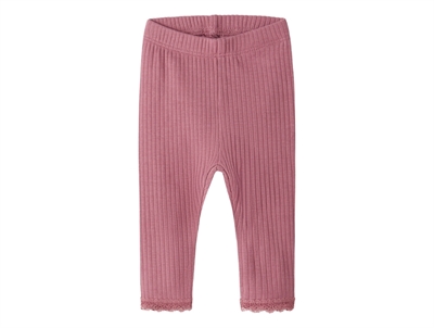 Name It leggings i rosa nuance med ribstruktur forfra