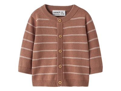 Name It strikcardigan i brun nuance med striber