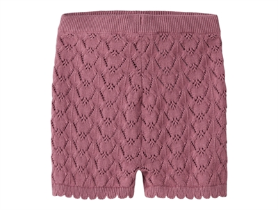 Name It strikshorts i rosa nuance med hulmønster forfra