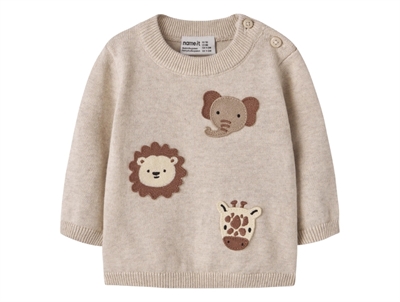 Name It striktrøje i råhvid nuance med dyremotiver